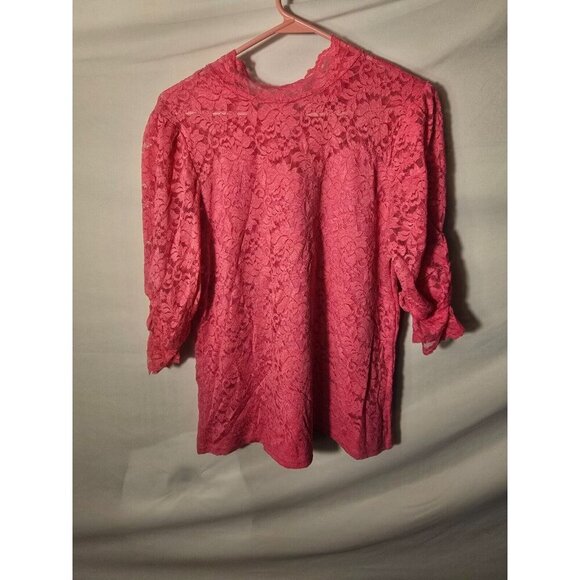 Unbranded Tops - Hot Pink Lacy Lace BarbieCore Top Shirt Blouse Womens Size Large L